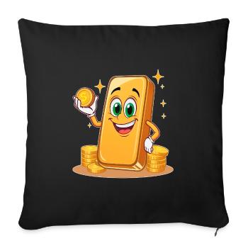 Lingot d’or économique - Housse de coussin décorative 45 x 45 cm - noir - Devant