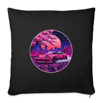 Blossom Fury — Rotary Soul unter Sakura Sky - Sofakissenbezug 45 x 45 cm - Schwarz - Vorne