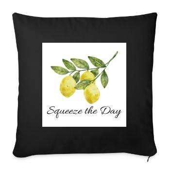 Design botanique citron Squeeze the Day - Housse de coussin décorative 45 x 45 cm - noir - Devant