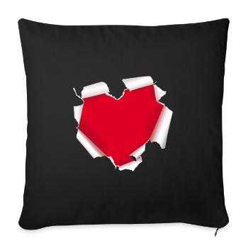 Papier déchiré au cœur pour la Saint-Valentin LoveHeart Cadeau - Housse de coussin décorative 45 x 45 cm - noir - Devant