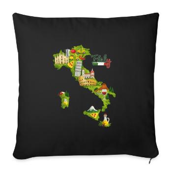 Maglietta Italia Vintage Mappa d’Italia con Tee - Housse de coussin décorative 45 x 45 cm - noir - Devant