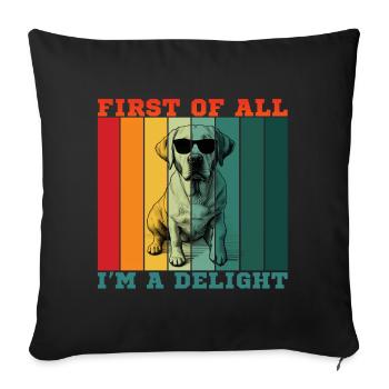 Zunächst einmal bin ich eine Freude - Sofakissenbezug 45 x 45 cm - Schwarz - Vorne