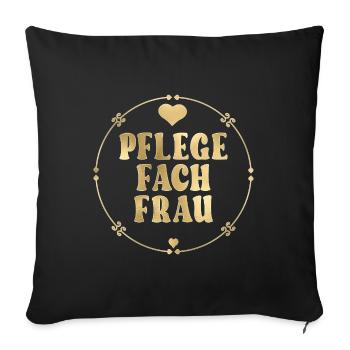 Pflegefachfrau - Goldenes Herz - Sofakissenbezug 45 x 45 cm - Schwarz - Vorne