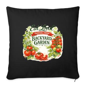 Aquarell Tomatenranke: Eat Local Gartendesign - Sofakissenbezug 45 x 45 cm - Schwarz - Vorne