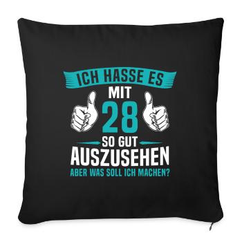 28 Jahre 28. Geburtstag Mann Frau 28 Jahre - Sofakissenbezug 45 x 45 cm - Schwarz - Vorne