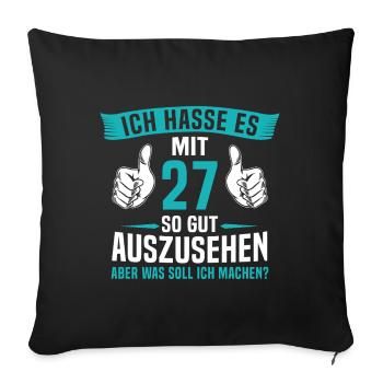 27 Jahre 27. Geburtstag Mann Frau 27 Jahre - Sofakissenbezug 45 x 45 cm - Schwarz - Vorne