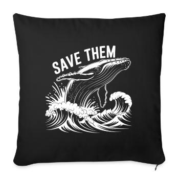 Conception de baleine - Housse de coussin décorative 45 x 45 cm - noir - Devant