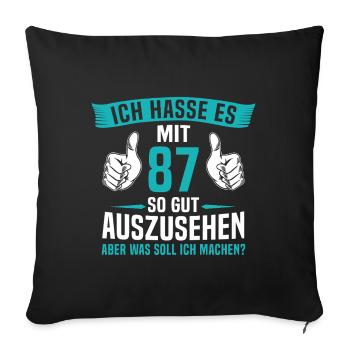 87 Jahre 87. Geburtstag Mann Frau 87 Jahre - Sofakissenbezug 45 x 45 cm - Schwarz - Vorne