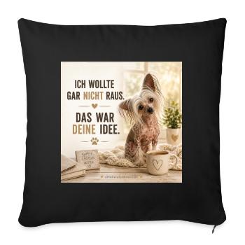 Ich Wollte Gar Nicht Raus – Hundezitat - Sofakissenbezug 45 x 45 cm - Schwarz - Vorne