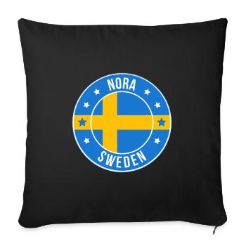 Emblème Nora Suède Cercle de drapeau - Housse de coussin décorative 45 x 45 cm - noir - Devant