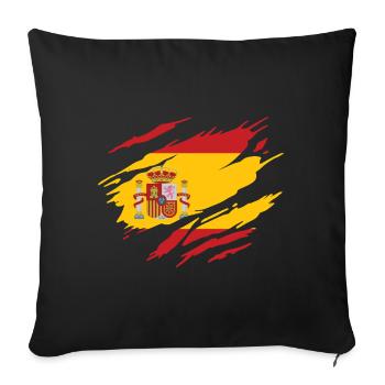 Espagne drapeau espagnol - Housse de coussin décorative 45 x 45 cm - noir - Devant