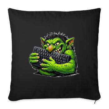 Malicious troll with keyboard - Sofa pillowcase 17,3'' x 17,3'' (45 x 45 cm) - black - Front