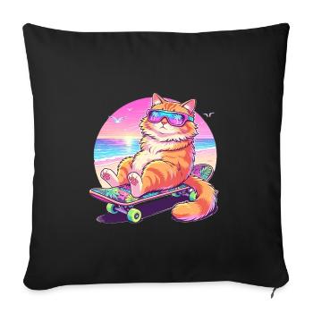 Lunettes de soleil pour skateboard pour chat - Housse de coussin décorative 45 x 45 cm - noir - Devant