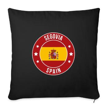 Segovia Spain Round Flag Badge - Sofa pillowcase 17,3'' x 17,3'' (45 x 45 cm) - black - Front