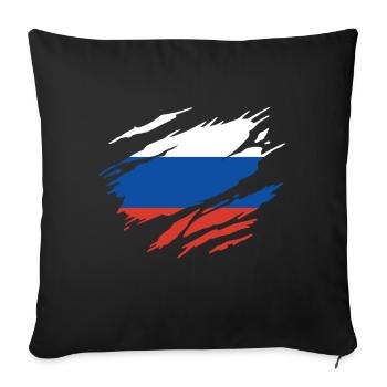 Russie Drapeau Russe - Housse de coussin décorative 45 x 45 cm - noir - Devant