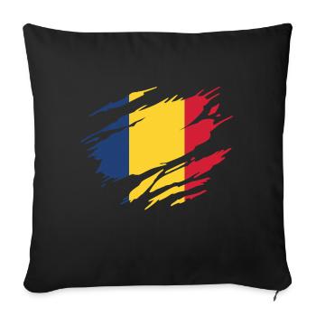 Roumanie Drapeau Roumain Roumaine - Housse de coussin décorative 45 x 45 cm - noir - Devant