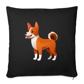 Little Basenji Dog (bande dessinée) - Housse de coussin décorative 45 x 45 cm - noir - Devant