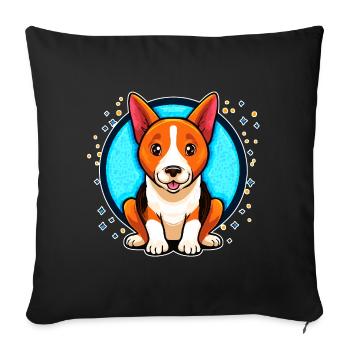 Basenji Dog (portrait comique) - Housse de coussin décorative 45 x 45 cm - noir - Devant