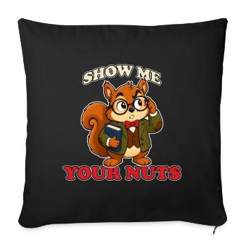 Montre-moi tes couilles Mascotte drôle du Professeur Écureuil - Housse de coussin décorative 45 x 45 cm - noir - Devant