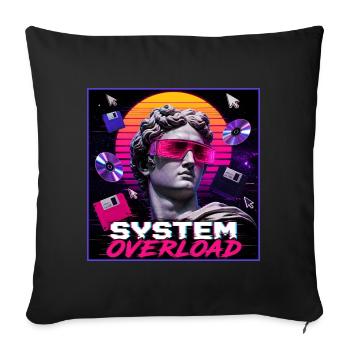 Vaporwave Synthwave Retro System Overload Art - Sofa pillowcase 17,3'' x 17,3'' (45 x 45 cm) - black - Front