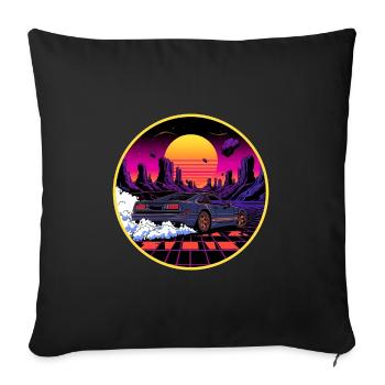80er Retro Cyberpunk Outrun Sportwagendesign - Sofakissenbezug 45 x 45 cm - Schwarz - Vorne