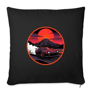 Retro 90er JDM Mt Fuji Smoke Drift Auto-Kunst - Sofakissenbezug 45 x 45 cm - Schwarz - Vorne