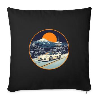 Retro 90er JDM NSX Winter Mt Fuji Pagoda Kunst - Sofakissenbezug 45 x 45 cm - Schwarz - Vorne
