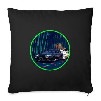 Retro 80er JDM Bamboo Forest Auspuff-Flammen-Kunst - Sofakissenbezug 45 x 45 cm - Schwarz - Vorne