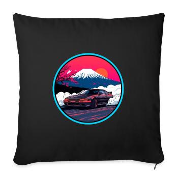 Retro 80er JDM AE86 Mt Fuji Drift Synthwave Kunst - Sofakissenbezug 45 x 45 cm - Schwarz - Vorne