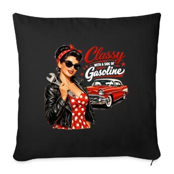 Pin-Up vintage : classe avec un peu d’essence - Housse de coussin décorative 45 x 45 cm - noir - Devant