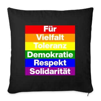 VIELFALT TOLERANZ DEMOKRATIE RESPEKT SOLIDARITÄT - Sofakissenbezug 45 x 45 cm - Schwarz - Vorne