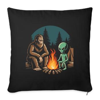 Hiking - Outdoor Adventure - Bigfoot and Alien - Sofa pillowcase 17,3'' x 17,3'' (45 x 45 cm) - black - Front