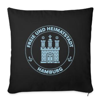 Hamburg Wappen – Freie Und Heimatstadt (Sky Blue) - Sofakissenbezug 45 x 45 cm - Schwarz - Vorne