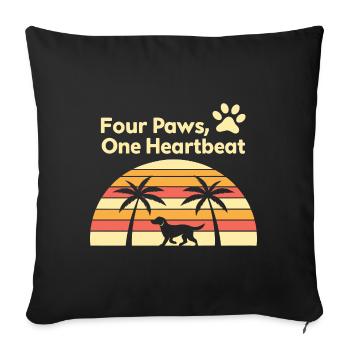 Quatre pattes et un motif de chien au coucher du soleil - Housse de coussin décorative 45 x 45 cm - noir - Devant