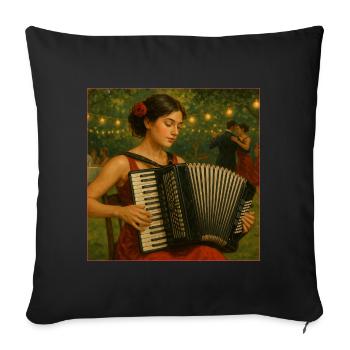 Accordéoniste au festival de danse d’été - Housse de coussin décorative 45 x 45 cm - noir - Devant