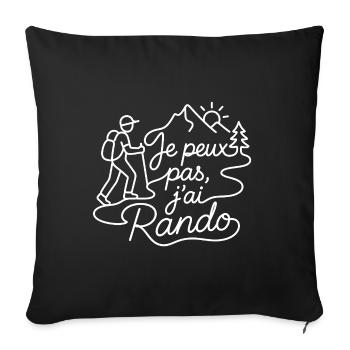 Je peux pas, j'ai Rando - Housse de coussin décorative 45 x 45 cm - noir - Devant