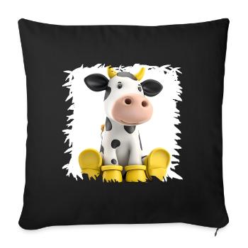 Dessin animé La Vache aux Bottes Jaunes - Housse de coussin décorative 45 x 45 cm - noir - Devant
