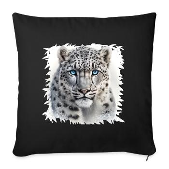 Snow leopard with blue eyes - Sofa pillowcase 17,3'' x 17,3'' (45 x 45 cm) - black - Front