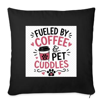 Café, pattes et câlins - Housse de coussin décorative 45 x 45 cm - noir - Devant
