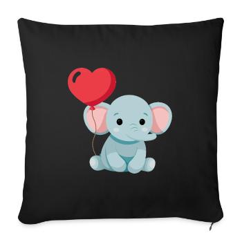 Petit éléphant mignon - Housse de coussin décorative 45 x 45 cm - noir - Devant