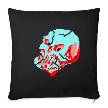 Crâne néon 8 bits - Housse de coussin décorative 45 x 45 cm - noir - Devant