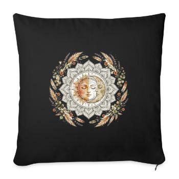 Sun Moon Mandala Boh Yoga Spiritual - Housse de coussin décorative 45 x 45 cm - noir - Devant
