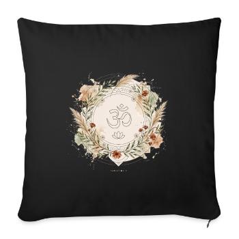 Om Lotus Mandala Yoga Boho Zen - Housse de coussin décorative 45 x 45 cm - noir - Devant