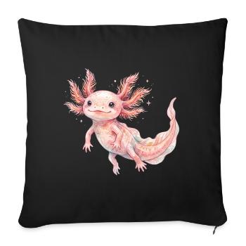 Mignon bébé axolotl rose en style aquarelle - Housse de coussin décorative 45 x 45 cm - noir - Devant