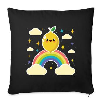 Kawaii Lemon Rainbow - Sofa pillowcase 17,3'' x 17,3'' (45 x 45 cm) - black - Front