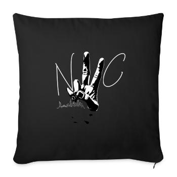 Panneau de paix de la skyline de New York - Housse de coussin décorative 45 x 45 cm - noir - Devant