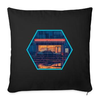 Retro 80er JDM Hatchback Neon Konbini Hex Emblem - Sofakissenbezug 45 x 45 cm - Schwarz - Vorne