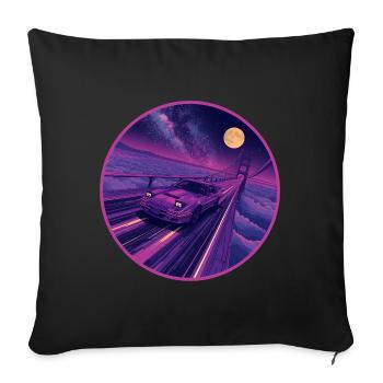 Retro 80er JDM Coupé Galaxy Highway Circle Emblem - Sofakissenbezug 45 x 45 cm - Schwarz - Vorne