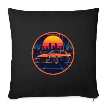Retro 80er JDM Z Coupé Neon City Raster-Emblem - Sofakissenbezug 45 x 45 cm - Schwarz - Vorne