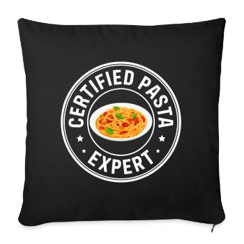 Pasta Experte Spaghetti Nudeln Geschenk - Sofakissenbezug 45 x 45 cm - Schwarz - Vorne
